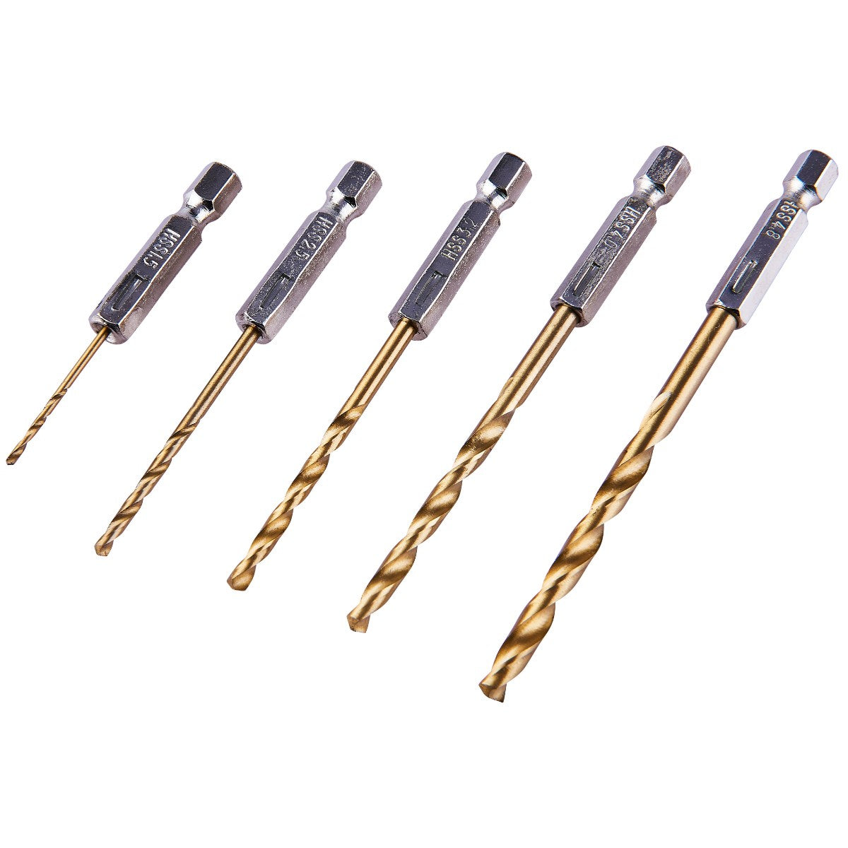 5pc 1/4″ Titanium Coated Drill Bit Set