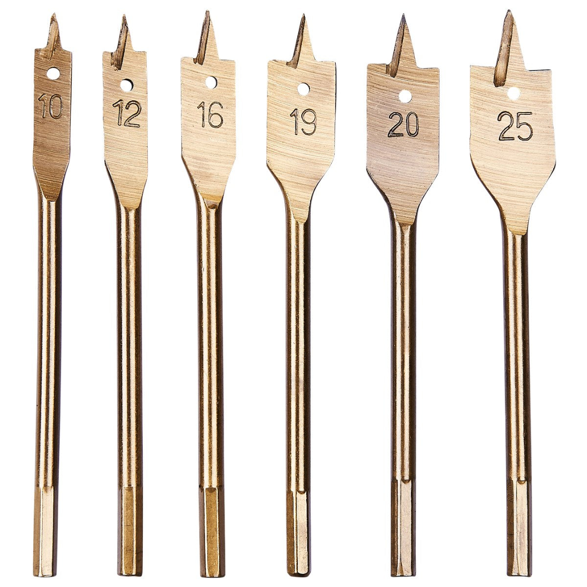 Flat Wood Bit Set – Titanium Hex Shank Drill Bit Set