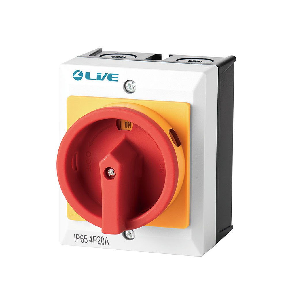 Live Electrical - 20A Weatherproof Rotary Isolator Switch 4 Pole