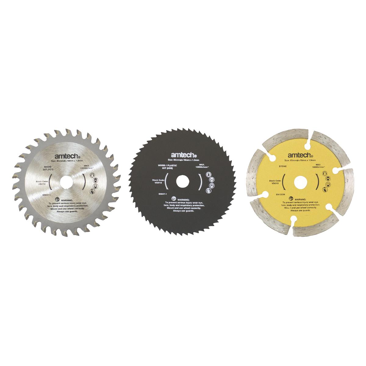 3pc - 85mm Mini Circular Saw Blade Set