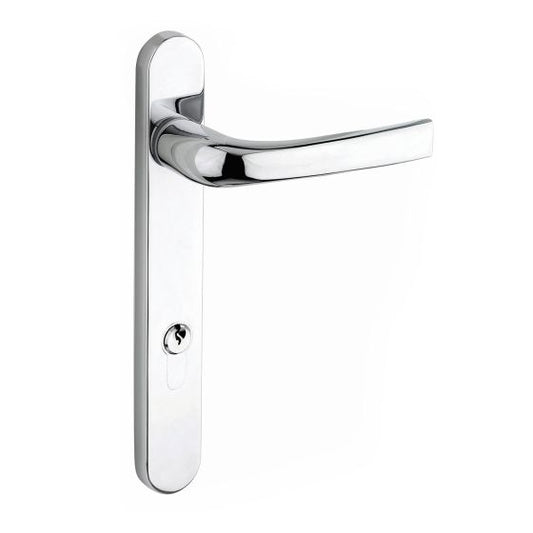 Double Chrome - Mila ProLinea Lever-Lever Door Handle on Backplate - 240mm
