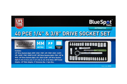 Blue Spot Tools 40 PC 1/4" & 3/8" Socket Set (4-13mm) (5/32"-3/8")
