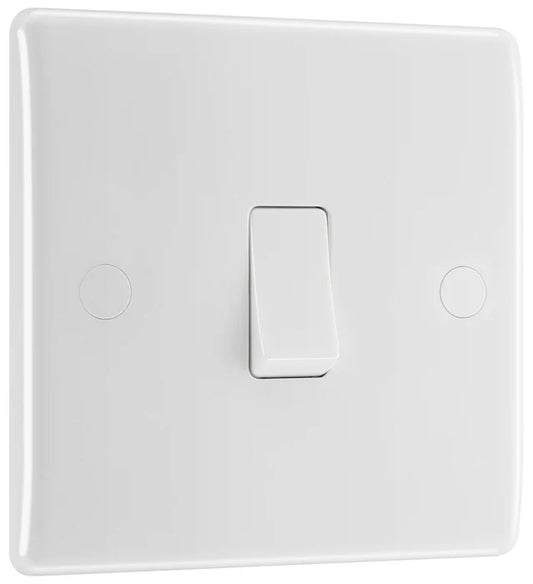 BG Electrical - 812 White Round Edge Single Light Switch 10A