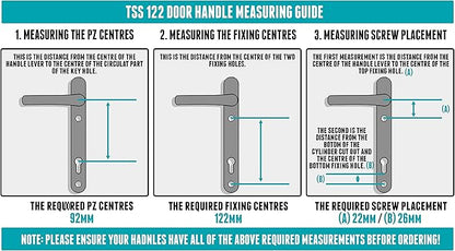 UPVC Door Handles Set - 92PZ - Backplate 212mm x 34mm White/Brass/Chrome