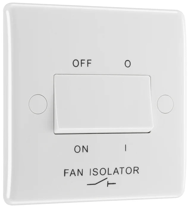 BG Electrical - 815 White Round Edge Fan Isolator Switch TP 10A