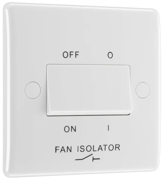 BG Electrical - 815 White Round Edge Fan Isolator Switch TP 10A