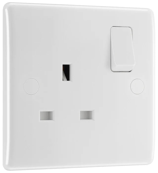 BG Electrical - 821 White Round Edge 13A SP Single Socket
