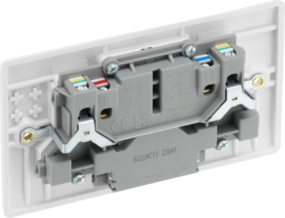 BG Electrical - White Round Edge 13A Double Switched Power Socket + USB A+C (12W)