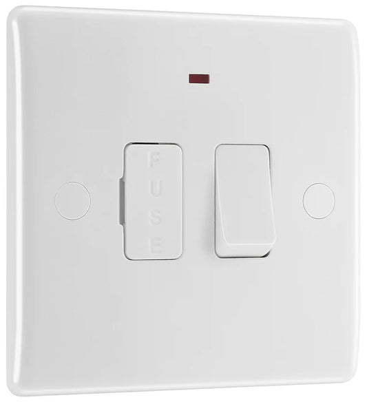 BG Electrical - 852 White Round Edge Switched Spur + Neon 13A