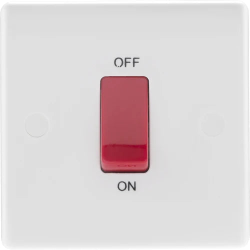 BG Electrical - 875 White Round Edge 45A DP Single Plate
