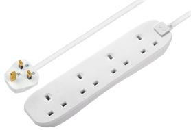 Masterplug - 4 Socket - 1 Meter Extension Lead - White
