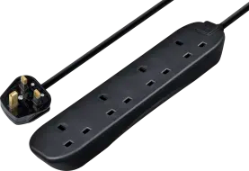 Masterplug - 4 Socket - 5 Meter Extension Lead - Black