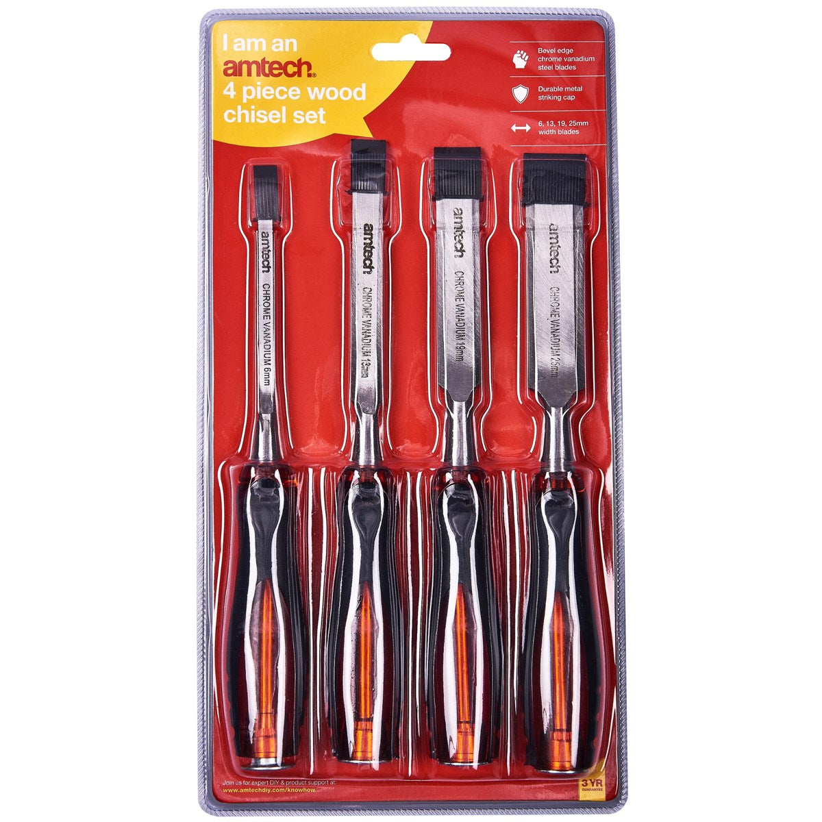 4pc Go Thru Wood Chisel Set