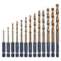 13pc 1/4″ Titanium Coated HSS Drill Bit Set