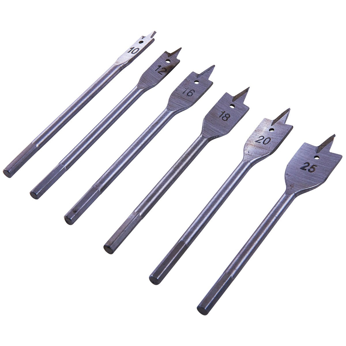 6pc Metric Flat Wood Hex Shank Drill Bit Set