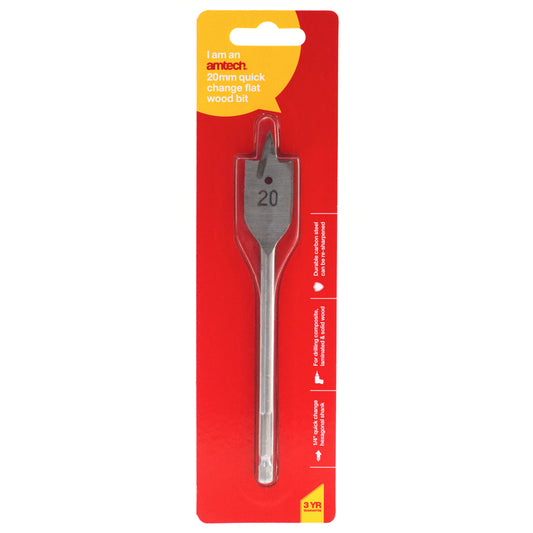 20mm X 152mm Quick Change Flat Wood Hex Shank Drill Bit