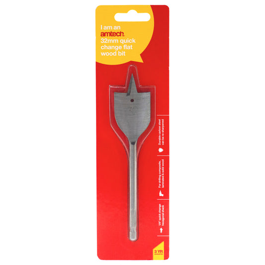 32mm X 152mm Quick Change Flat Wood Hex Shank Drill Bit