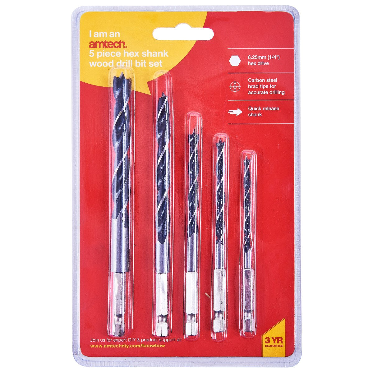 5pc Hex Shank Wood Drill Bit Set