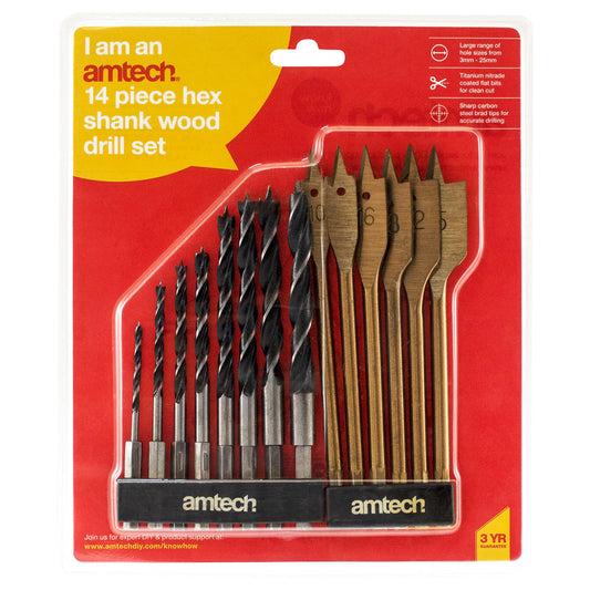 14pc Hex Shank Wood Drill Set