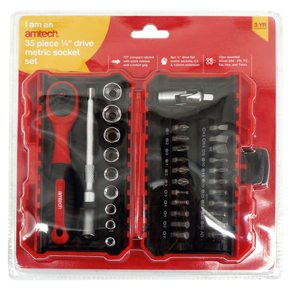 35 Piece ¼” Drive Metric Socket Set