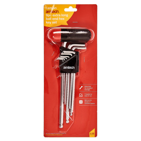 9pc Extra Long Ball End Hex Key Set