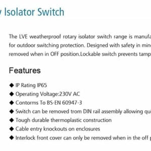 Live Electrical - 20A Weatherproof Rotary Isolator Switch 4 Pole