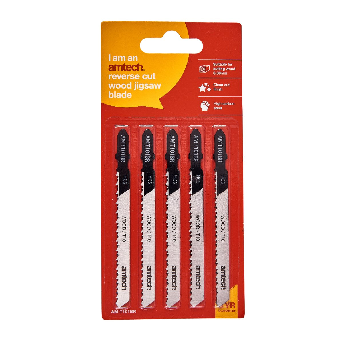5pc Reverse Cut Wood Jigsaw Blade Set - T10