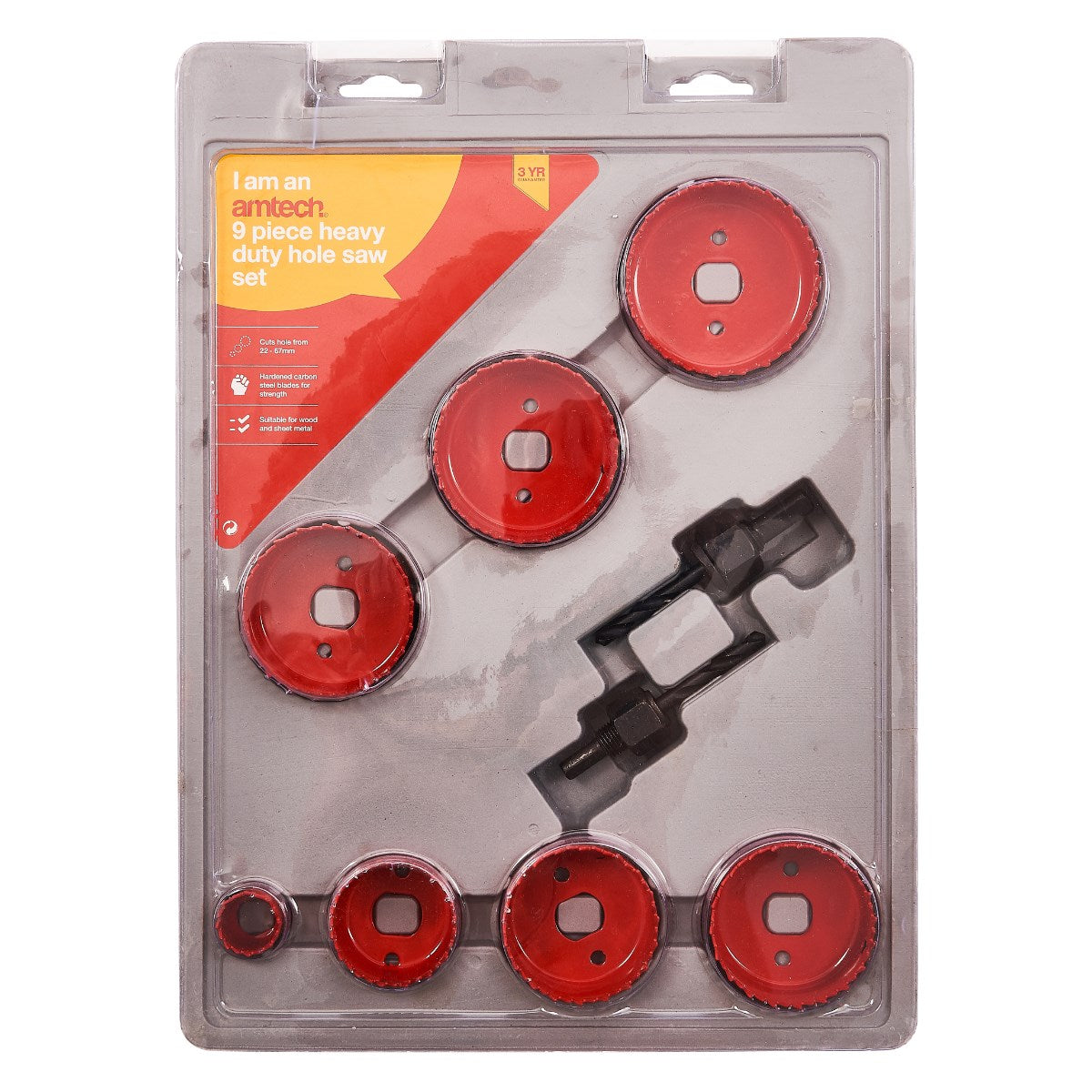 9pc Heavy Duty Hole Saw Set – Carbon Steel