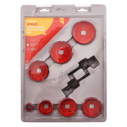 9pc Heavy Duty Hole Saw Set – Carbon Steel