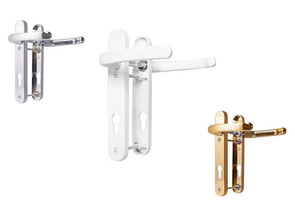 UPVC Door Handles Set - 92PZ - Backplate 212mm x 34mm White/Brass/Chrome