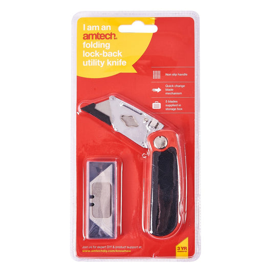 Folding Lock-Back Utility Knife – Cushion Grip