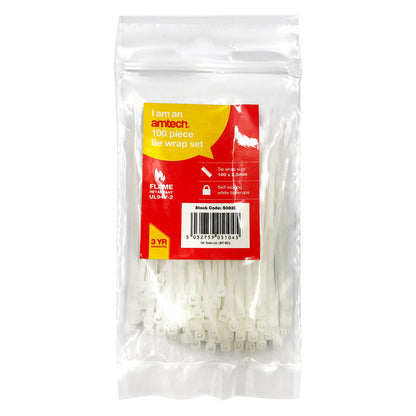 100pcs Tie Wraps (100 x 2.5 mm) White