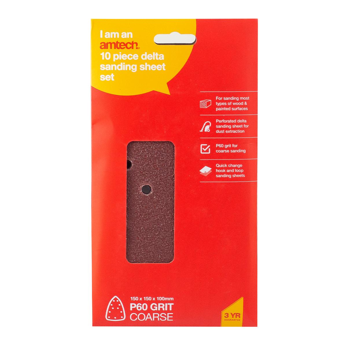 Pack of 10 P60 Grit Hook and Loop Delta Sanding Sheets