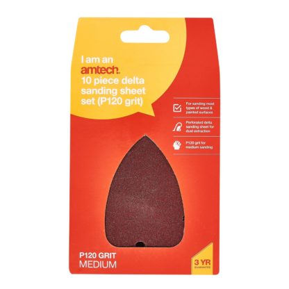 10pc Delta Sanding Sheet Set (P120 Grit) (140x140x100mm)