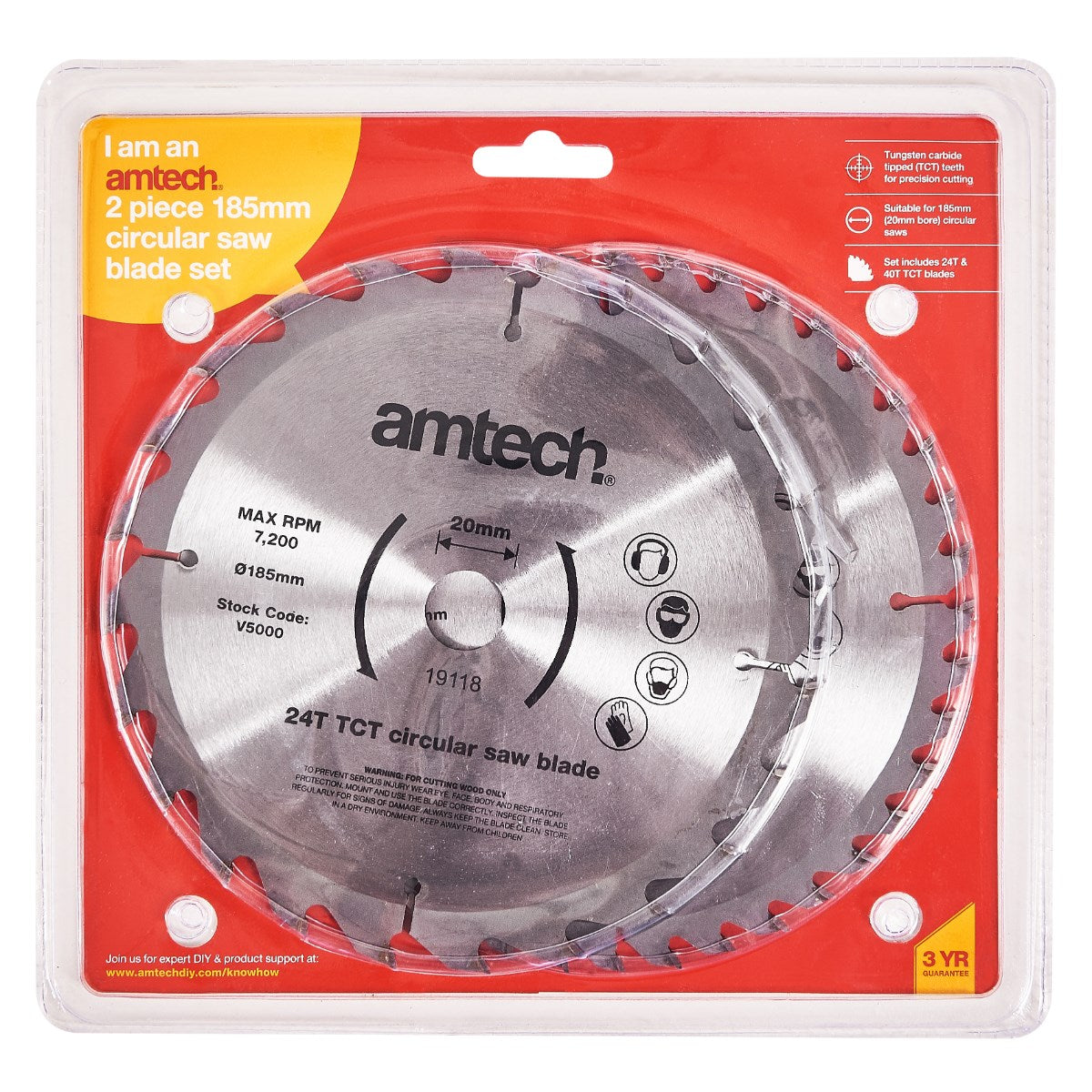 2pc - 185mm Circular Saw Blade Set (24T/40T)