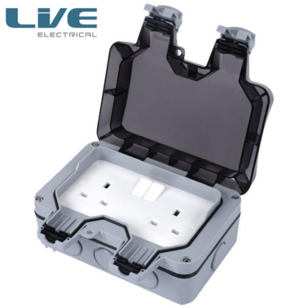 WP2G13A - 13A DP 2 Gang Outdoor Twin Switched Socket IP66
