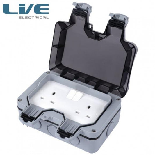 WP2G13A - 13A DP 2 Gang Outdoor Twin Switched Socket IP66