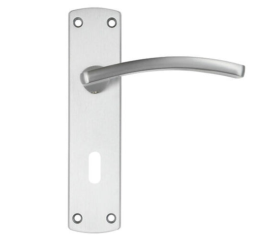 Toledo Contract Range Door Handles On Backplate, Satin Chrome - ZPA031-SC