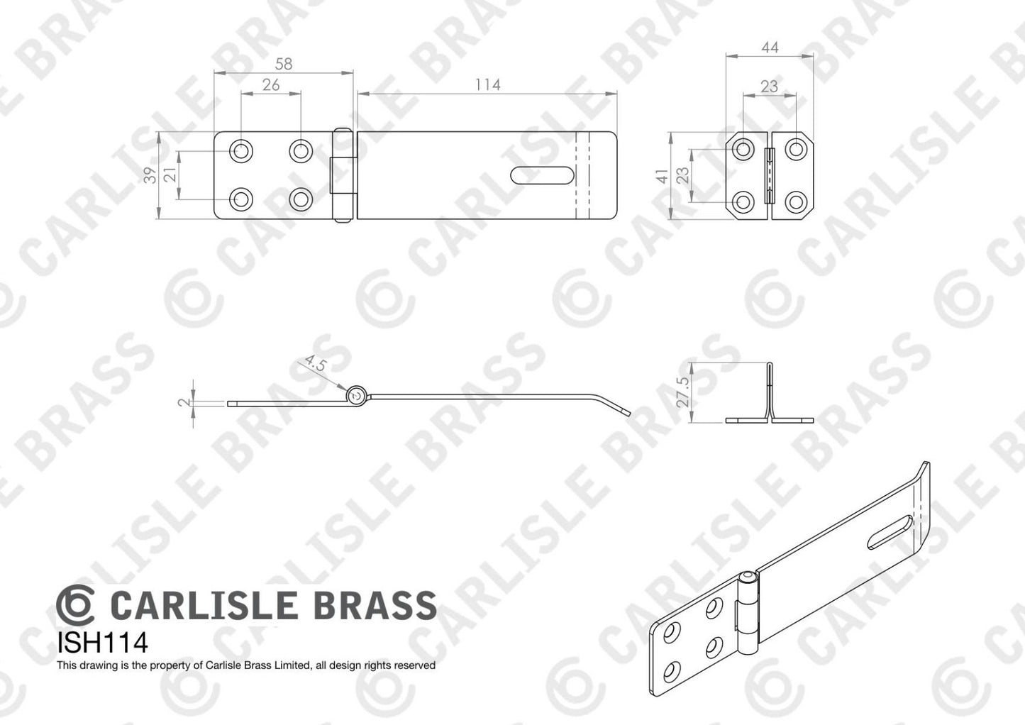 Carlisle Brass ISH114ZP/BP 114mm Safety Hasp And Staple