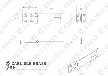 Carlisle Brass ISH114ZP/BP 114mm Safety Hasp And Staple