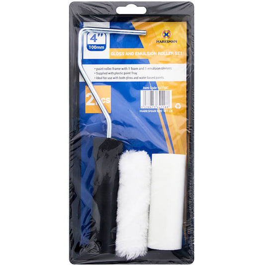 Marksman Tools Mini 4" Gloss Emulsion Paint Roller Set 2pc