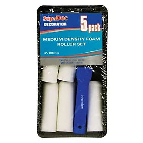 SupaDec Foam Mini Roller & Tray Set - 4"/100mm, 5 Pack